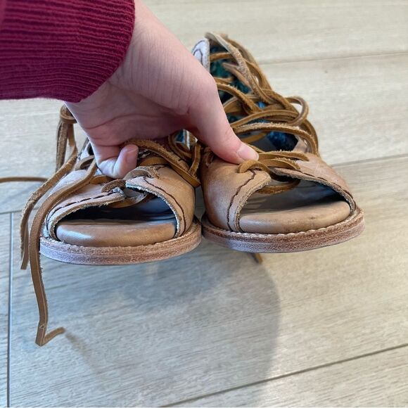 Freebird by Steven Peace Shoe Sandal Lace Up Leather Natural Women’s Size 9 - Picture 6 of 10